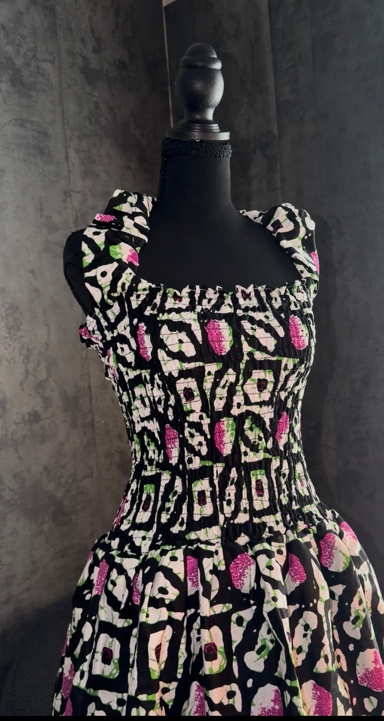 multi- color ruffle neck maxi Ankara dress